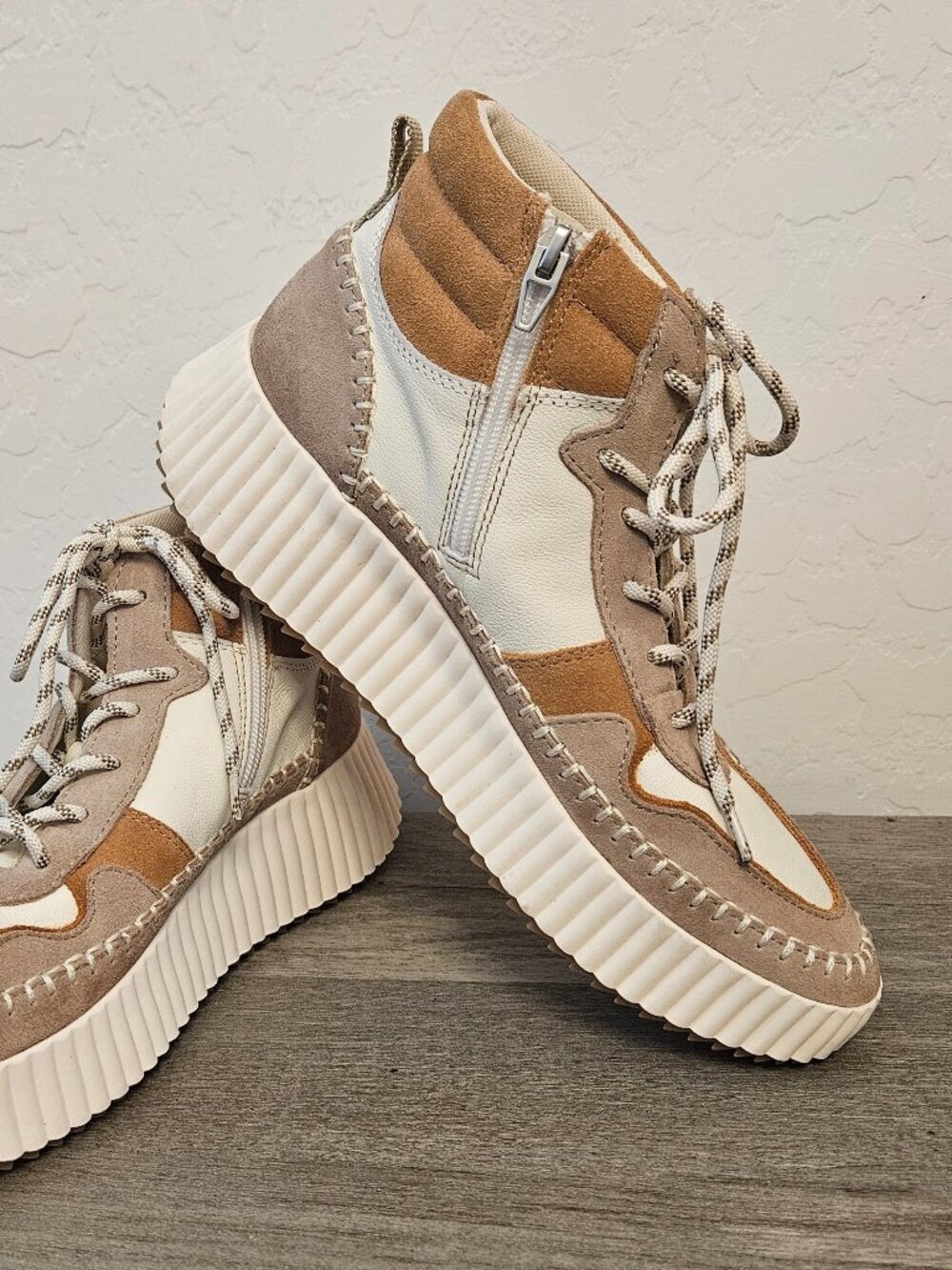 Dolce Vita Beige Suede Platform High Top Sneaker Boots - Size 9.5